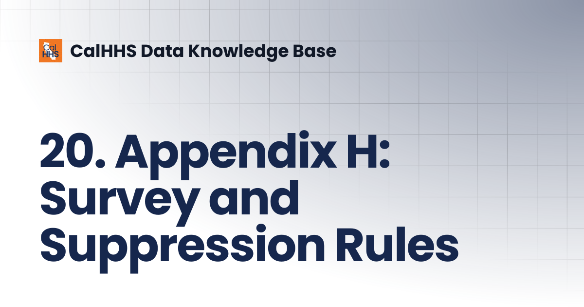 20. Appendix H: Survey and Suppression Rules | CalHHS Data Knowledge Base