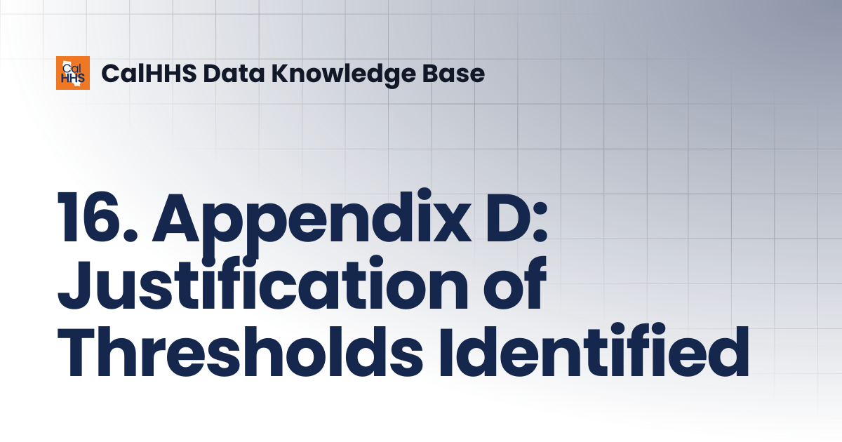 16. Appendix D: Justification of Thresholds Identified | CalHHS Data ...