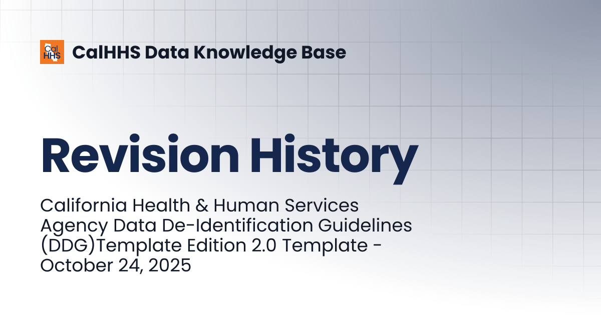 Revision History | CalHHS Data Knowledge Base