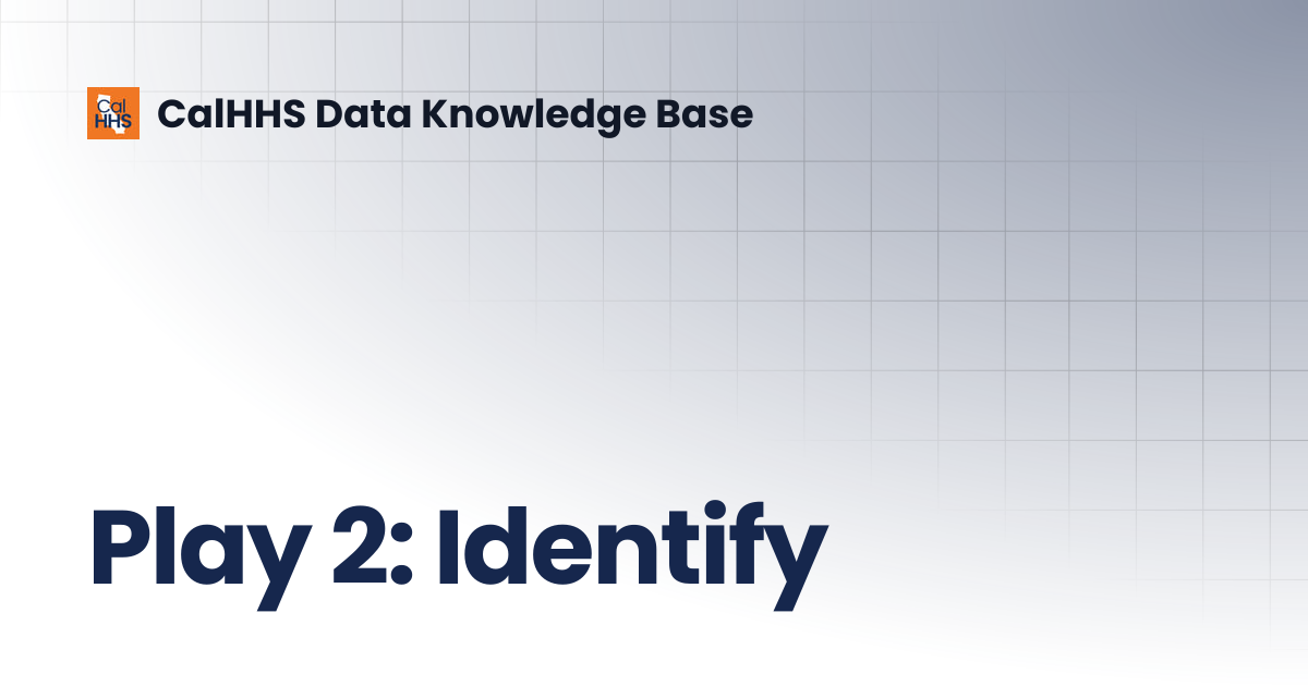 Play 2: Identify | CalHHS Data Knowledge Base
